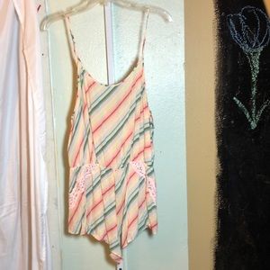 VICTORIA'S SECRET ROMPER LACE INSET PAJAMA Large Multi Colored